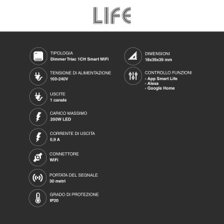 Life Modulo Triac 1CH Ricevitore Interruttore Dimmer ON/OFF Wi-Fi