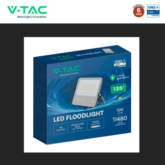 Faro LED 100W SMD Chip CREE IP65 Colore Nero VT-44101