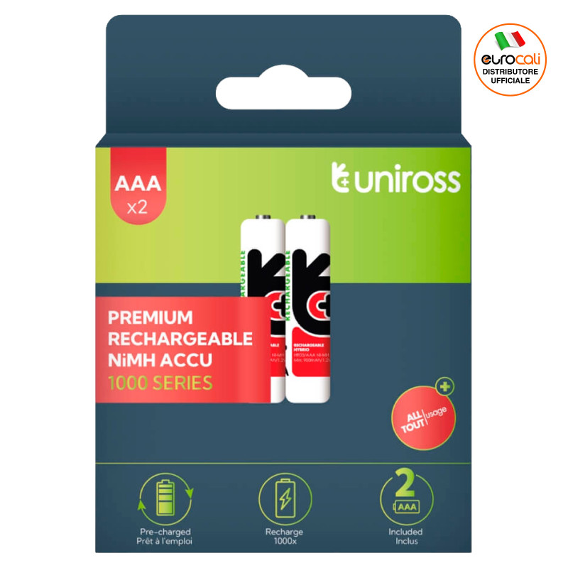 Batterie Ricaricabili Hybrio 2xAAA/HR03 Ni-MH 1,2V 900mAh 1,2V Uniross