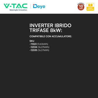 V-Tac Deye Inverter Trifase On-Grid / Off-Grid 8kW IP65