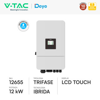 V-Tac Deye Inverter Trifase On-Grid / Off-Grid 12kW IP65