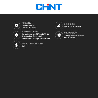 Chint Quadro Elettrico Lato AC Trifase 400V IP65 con Interfaccia SPI
