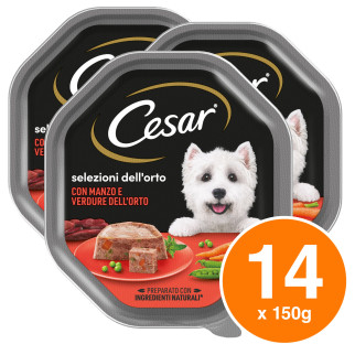 Cibo per Cani Selezioni dell'Orto con Manzo e Verdure Cesar 14x 150g