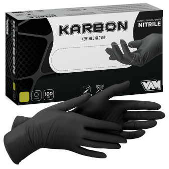 New Med Gloves Karbon Guanti Monouso Neri Nitrile 100 pezzi