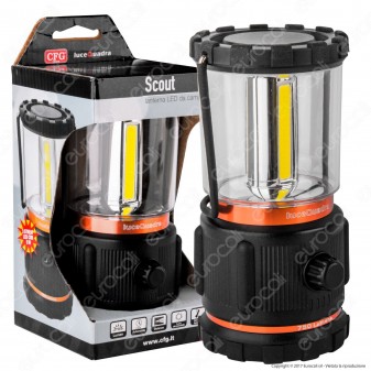 CFG Scout Lanterna LED COB da Campeggio con Luce Dimmerabile