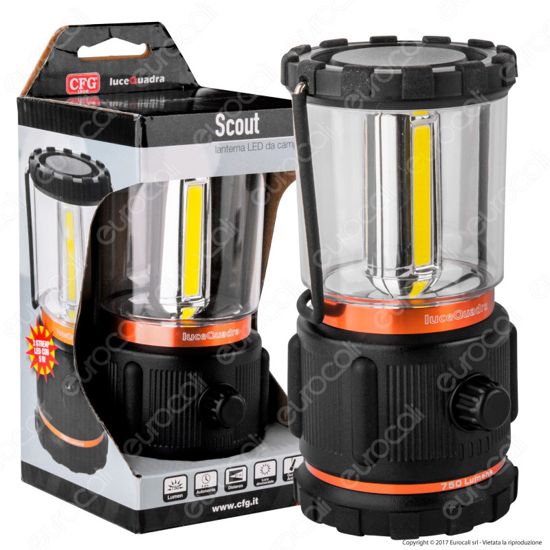 CFG Scout Lanterna LED COB da Campeggio con Luce Dimmerabile