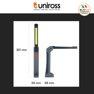 Uniross Torcia da Lavoro 4W Pieghevole Ricaricabile Multi-Uso