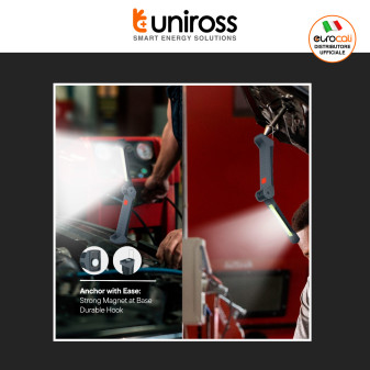 Uniross Torcia da Lavoro 4W Pieghevole Ricaricabile Multi-Uso