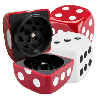 Champ High Grinder Tritatabacco 2 Parti Forma Dado Bianco e Rosso