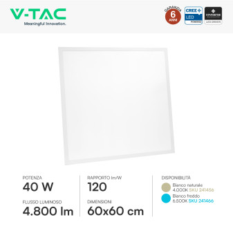 V-Tac VT-61044 Pannello LED CREE Quadrato 60x60 40W