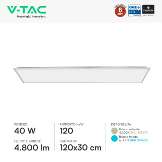 V-Tac VT-61045 Pannello LED CREE Rettangolare 120x30 40W
