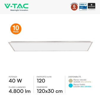 V-Tac VT-61045 10 Pannelli LED CREE Rettangolare 120x30 40W