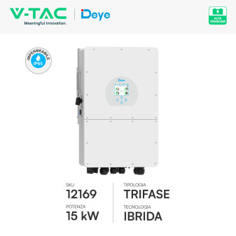 V-Tac Inverter Trifase Ibrido On-Grid / Off-Grid 15kW IP65 CEI 0-21
