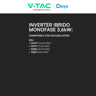 V-Tac Inverter Monofase Ibrido On-Grid / Off-Grid 3,6kW IP65