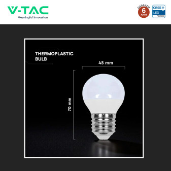 V-Tac VT-1830 Lampadina LED E27 3,7W Miniglobo G45 SMD Chip CREE