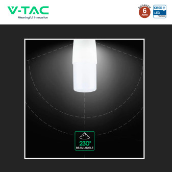 V-Tac VT-237 Lampadina LED E27 7,5W Tubolare T37 SMD Chip CREE