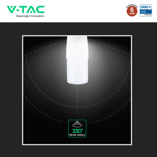 V-Tac VT-237 Lampadina LED E27 7,5W Tubolare T37 SMD Chip CREE