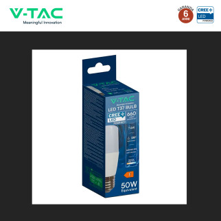 V-Tac VT-237 Lampadina LED E27 7,5W Tubolare T37 SMD Chip CREE
