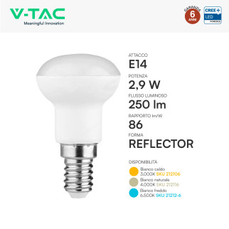 V-Tac VT-239 Lampadina LED E14 2,9W Reflector R39 SMD Chip CREE