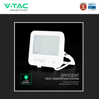 V-Tac VT-4455 Faro LED 50W SMD Chip CREE IP65 IK05 Bianco