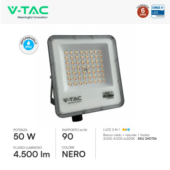 V-Tac VT-44058CCT Faro LED 50W SMD CREE IP65 IK06 CCT 3in1
