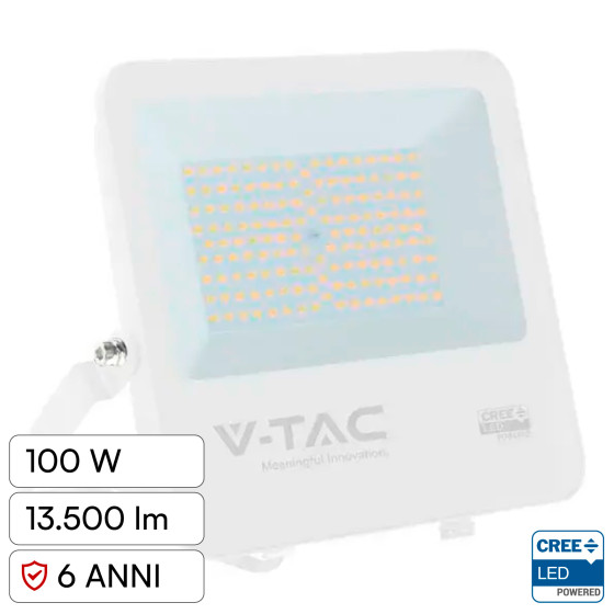 V-Tac VT-44101 Faro LED Faretto 100W SMD Chip CREE IP65