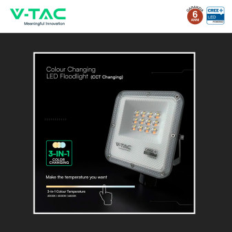V-Tac VT-44014CCT Faro LED 10W SMD CREE IP65 IK06 CCT 3in1