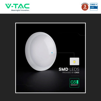 V-Tac VT-8633 Plafoniera LED Rotonda 20W SMD Chip CREE Sensore