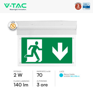Lampada LED Uscita di Emergenza 2W SMD CREE IP20 V-Tac