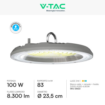 V-Tac VT-91100Lampada Industriale LED UFO 100W SMD High Bay