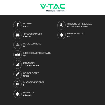 V-Tac VT-91100Lampada Industriale LED UFO 100W SMD High Bay