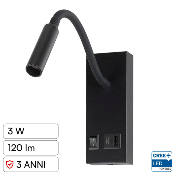 V-Tac VT-88064 Lampada LED da Muro 3W SMD Applique da Lettura