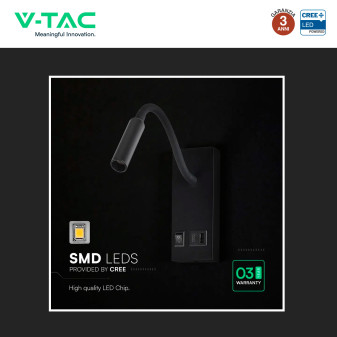 V-Tac VT-88064 Lampada LED da Muro 3W SMD Applique da Lettura