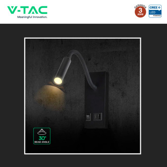 V-Tac VT-88064 Lampada LED da Muro 3W SMD Applique da Lettura