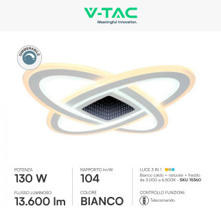 V-Tac VT-7962 Plafoniera LED a Superficie 130W SMD CCT Dimmerabile
