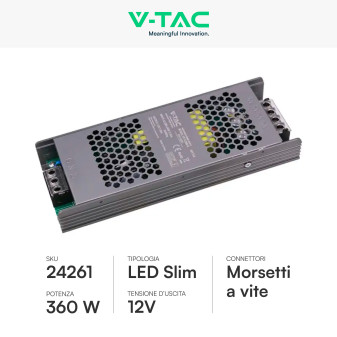 V-Tac VT-13360-S Alimentatore Led Slim 360W 12V 30A Per Uso Interno