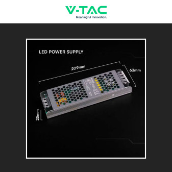 V-Tac VT-24152-S Alimentatore Led Slim 150W 24V 6,25A Per Uso Interno