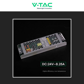 V-Tac VT-24202-SAlimentatore Led Slim 200W 24V 8,25A Per Uso Interno