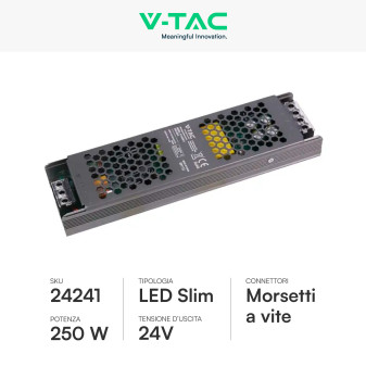 V-Tac VT-24250-SAlimentatore Led Slim 250W 24V 10,5A Per Uso Interno