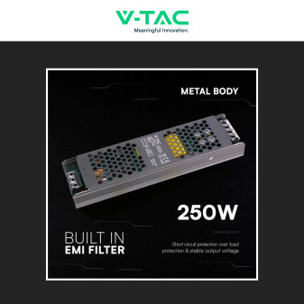 V-Tac VT-24250-SAlimentatore Led Slim 250W 24V 10,5A Per Uso Interno