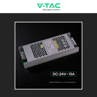 V-Tac VT-24361-S Alimentatore Led Slim 360W 24V 15A Per Uso Interno