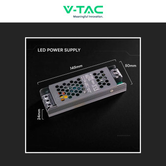 V-Tac VT-13060-S Alimentatore Led Slim 60W 12V 5A Per Uso Interno