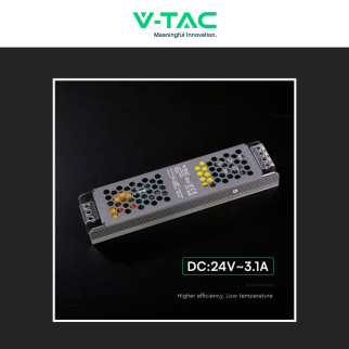 V-Tac VT-24075-S Alimentatore Led Slim 75W 24V 3,1A Per Uso Interno