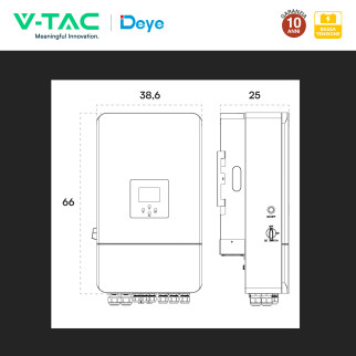 V-Tac Deye Inverter Trifase On-Grid / Off-Grid 5kW IP65