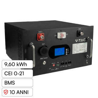 V-Tac Batteria BMS LiFePO4 48V 200Ah 9,6kWh Garanzia 10 Anni