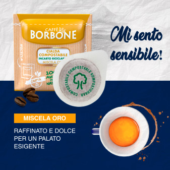 50 Cialde Compostabili Caffè Borbone Miscela Oro Incarto Riciclabile