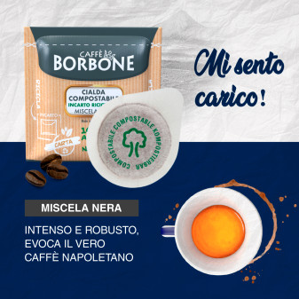 50 Cialde Compostabili Caffè Borbone Miscela Nera Incarto Riciclabile