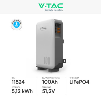 VT-48100 Batteria LiFePO4 5.12KWh IP65 Fotovoltaico V-Tac