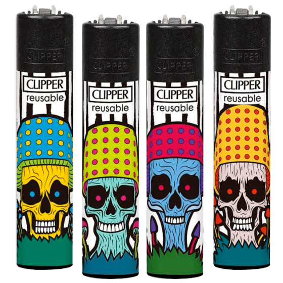 Clipper Large Accendino a Pietrina Mushrooms Skulls 4 Accendini