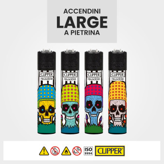 Clipper Large Accendino a Pietrina Mushrooms Skulls 4 Accendini